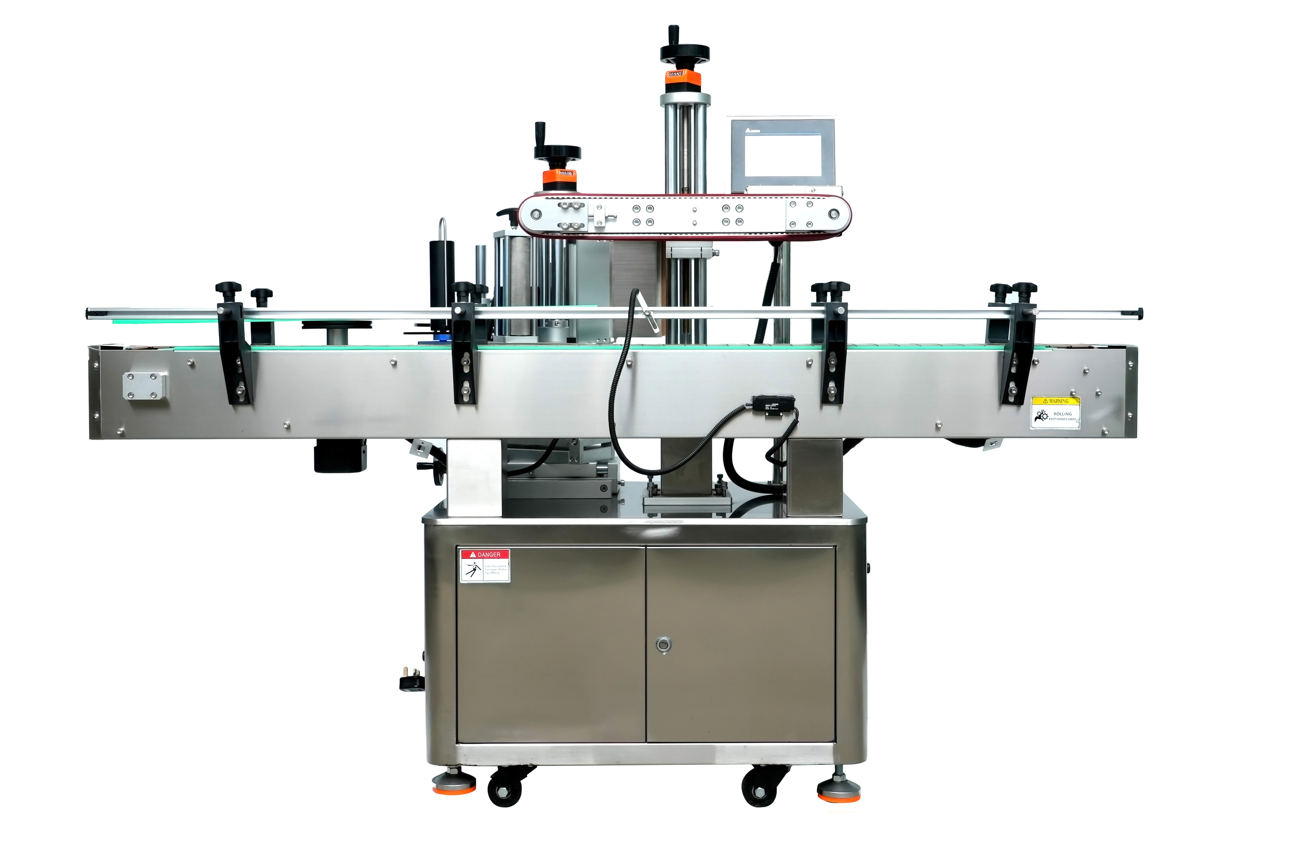 全自動單側(cè)面貼標(biāo)機(jī)+壓頂